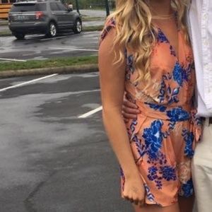 Peppermayo Orange and blue flowery Romper